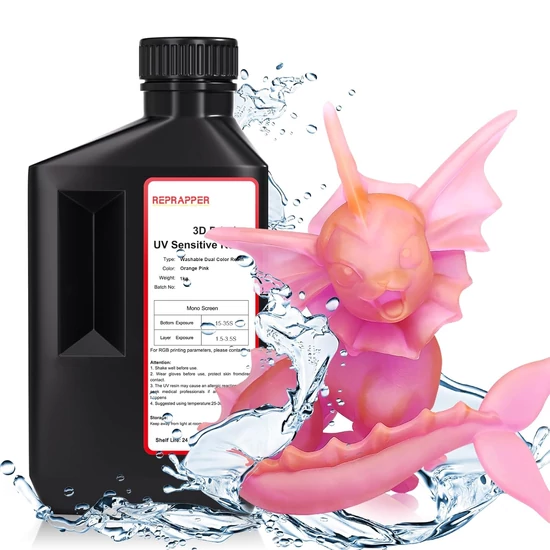 RepRapper Two-Colour Water Washable Resin - Orange-Pink [Vízzel mosható, Kétszínű, Narancs-Pink] - 1 kg