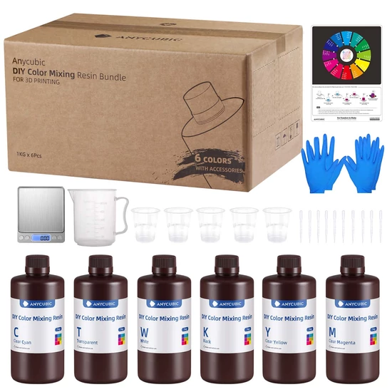 Anycubic DIY Color Mixing Resin - Színkeverő készlet [6 különböző szín] - 6 kg