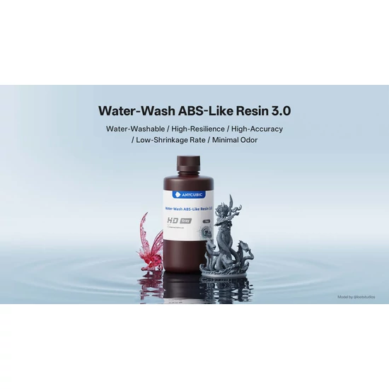 Anycubic Water-Wash ABS-Like Resin 3.0 - Black [Fekete, vízzel mosható] - 1 kg