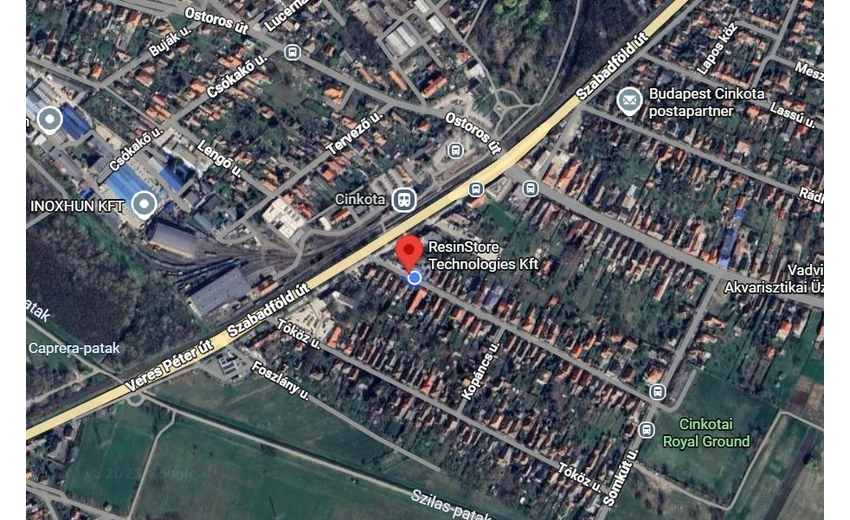 Térkép, amely az fizikai üzletet és környékét mutatja.